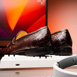 Caporicci 9961 Genuine Alligator Penny Loafers Brown