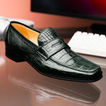 Caporicci 9961 Alligator Penny Loafers Green