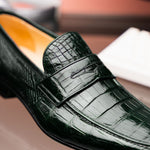 Caporicci 9961 Alligator Penny Loafers Green