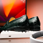 Caporicci 9961 Alligator Penny Loafers Green