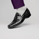 Caporicci 9961 Genuine Alligator Penny Loafers Black Size 9