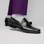 Caporicci 9961 Genuine Alligator Penny Loafers Black Size 9