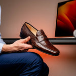 Caporicci 9961 Genuine Alligator Penny Loafers Brown