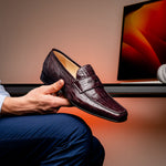 Caporicci 9961 Alligator Penny Loafers Bordo