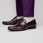 Caporicci 9961 Alligator Penny Loafers Bordo