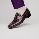 Caporicci 9961 Alligator Penny Loafers Bordo