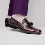Caporicci 9961 Alligator Penny Loafers Bordo