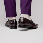 Caporicci 9961 Alligator Penny Loafers Bordo