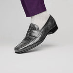 Caporicci 9961 Alligator Penny Loafers Gray Size 8