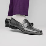 Caporicci 9961 Alligator Penny Loafers Gray Size 8