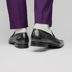 Caporicci 9961 Alligator Penny Loafers Gray Size 8