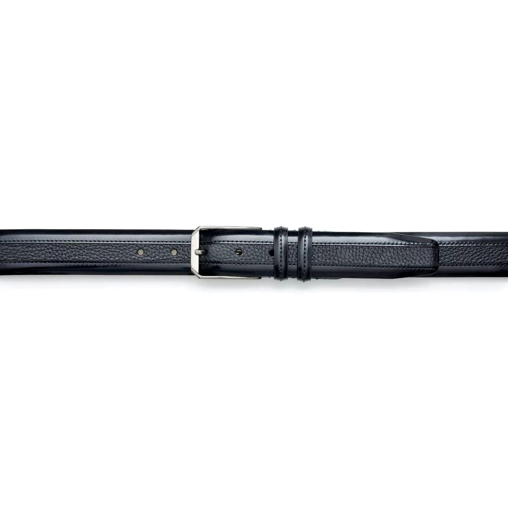 Mezlan Leather & Deerskin Belt Black