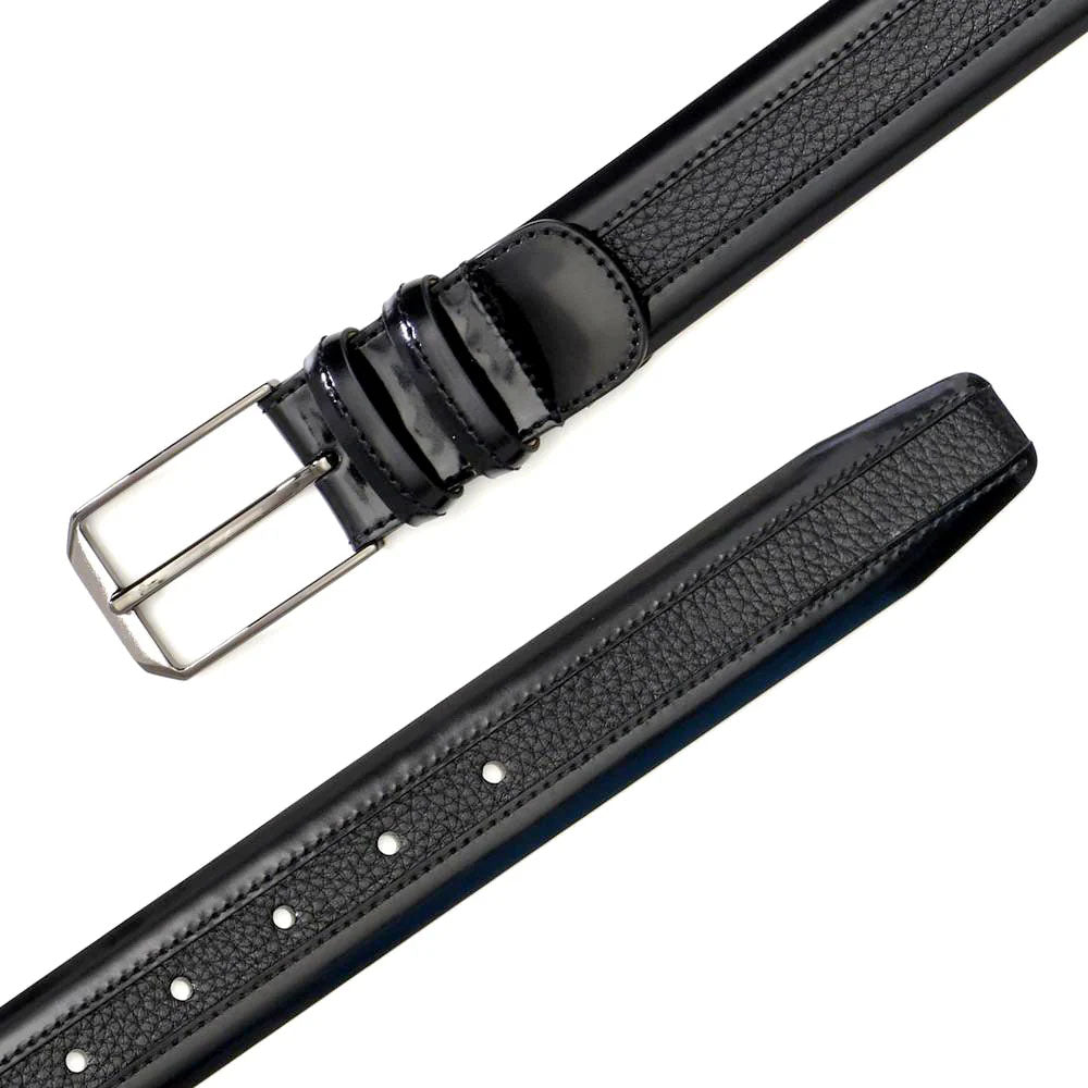 Mezlan Leather & Deerskin Belt Black