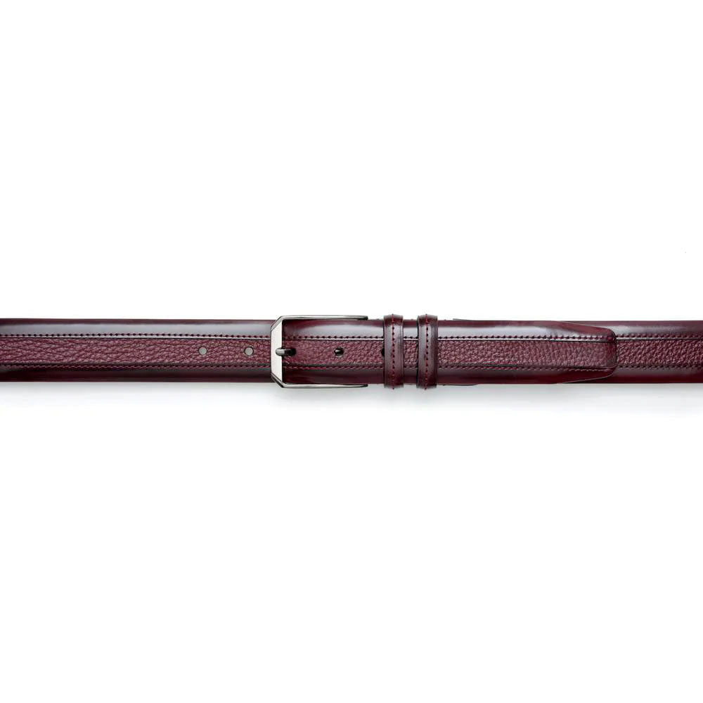 Mezlan Leather & Deerskin Belt Burgundy