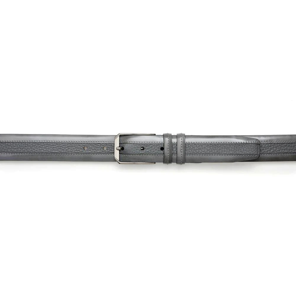 Mezlan Leather & Deerskin Belt Gray