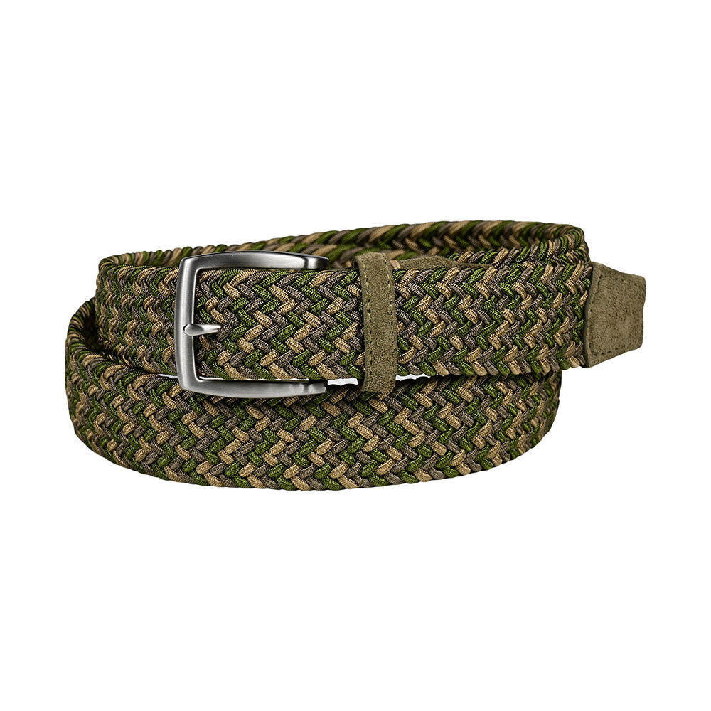 Torino Leather Italian Woven Rayon Stretch Belt Dirty Martini