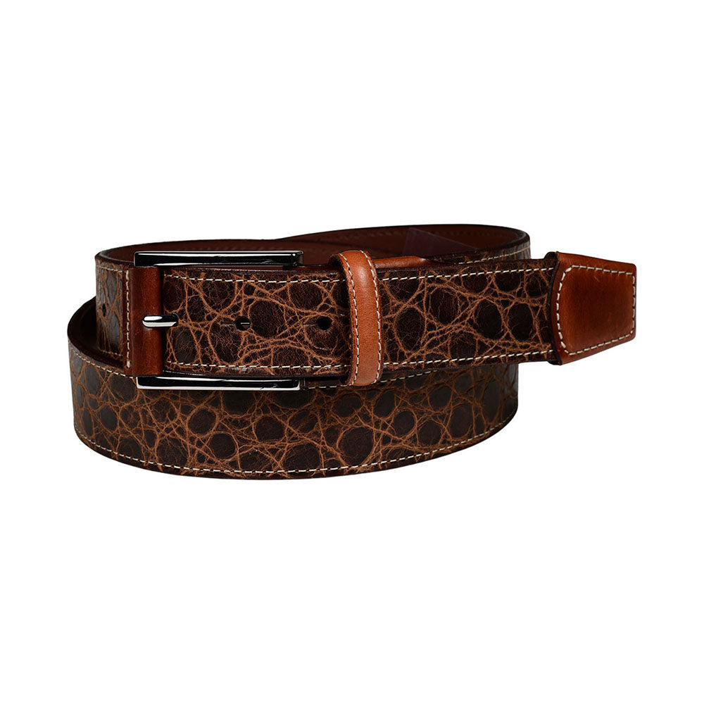 Torino Leather Tuscan Tinga Embossed Calfskin Belt Cognac