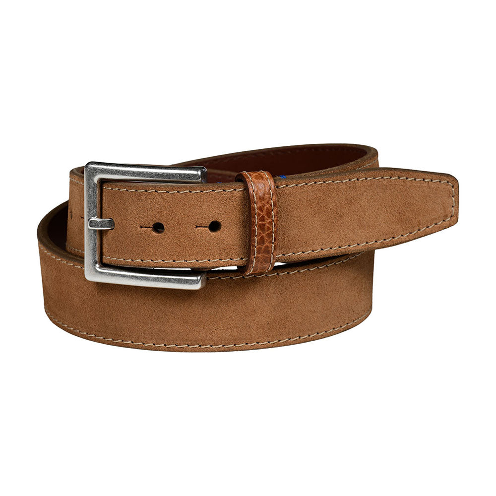 Torino Leather Italian Suede & Crocodile Embossed Belt Tan