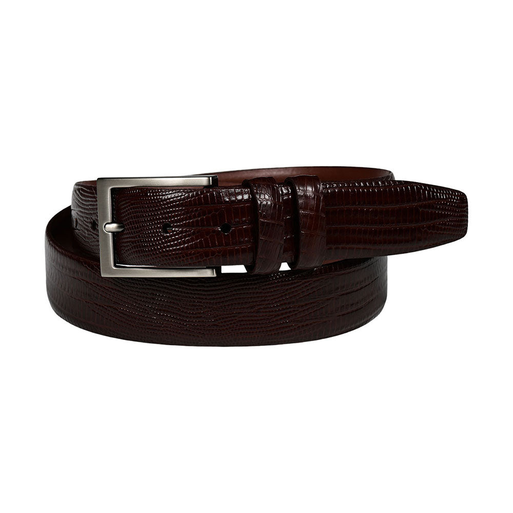Torino Leather Lizard Embossed Calfskin Belt Brown