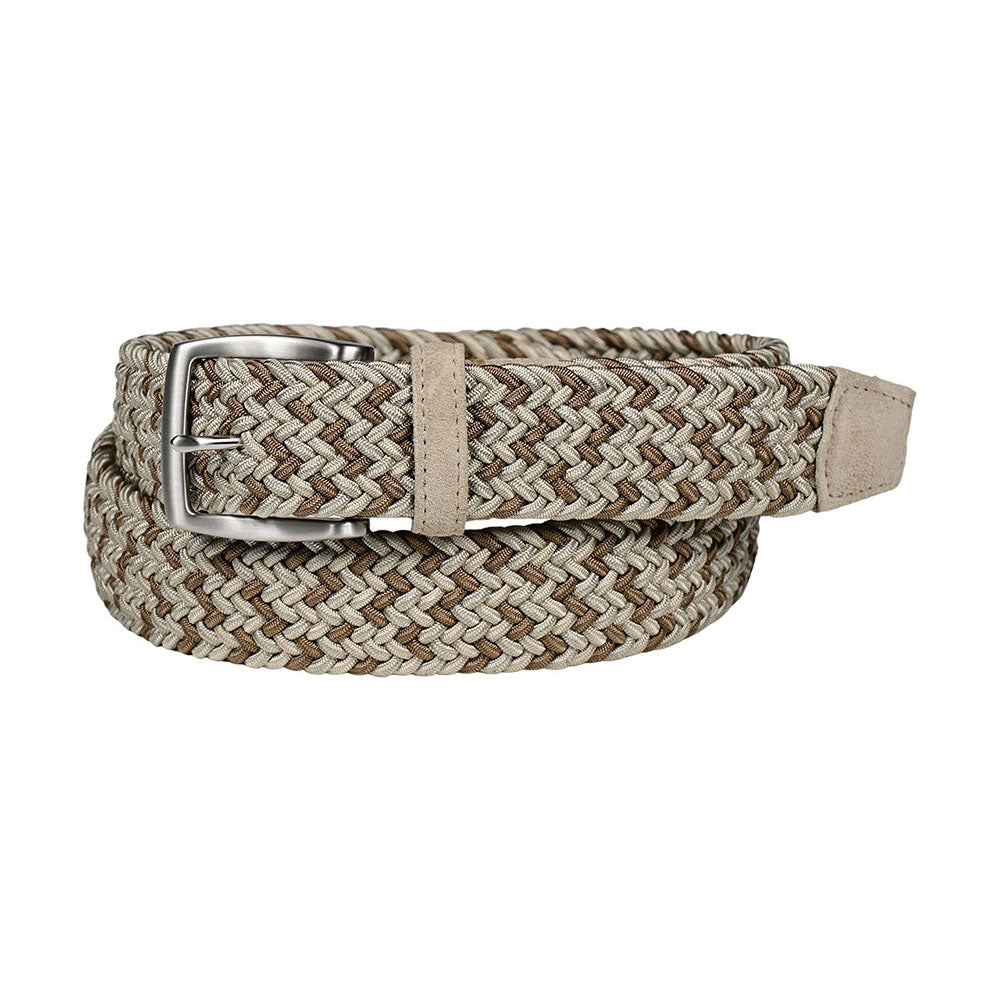 Torino Leather Italian Woven Rayon Stretch Belt Neutral