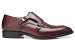 Belvedere Alvaro Alligator & Calfskin Double Monk Strap Shoes Port Merlot