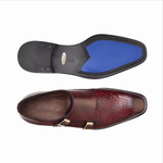 Belvedere Alvaro Alligator & Calfskin Double Monk Strap Shoes Port Merlot