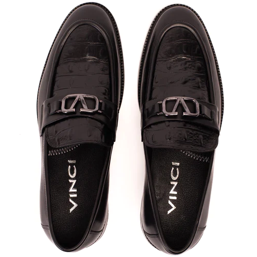 Vinci Leather Amsterdam Black Bit Loafer (18563 T-1)