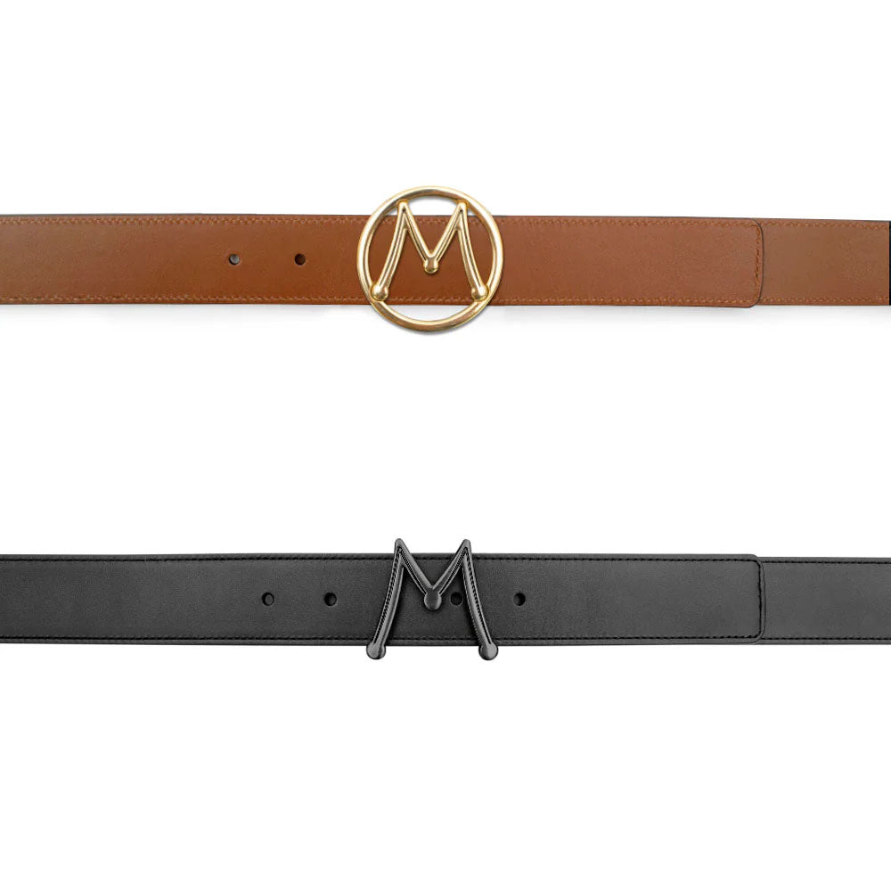 Mezlan Reversible Strap & Interchangeable Buckle Calfskin Belt