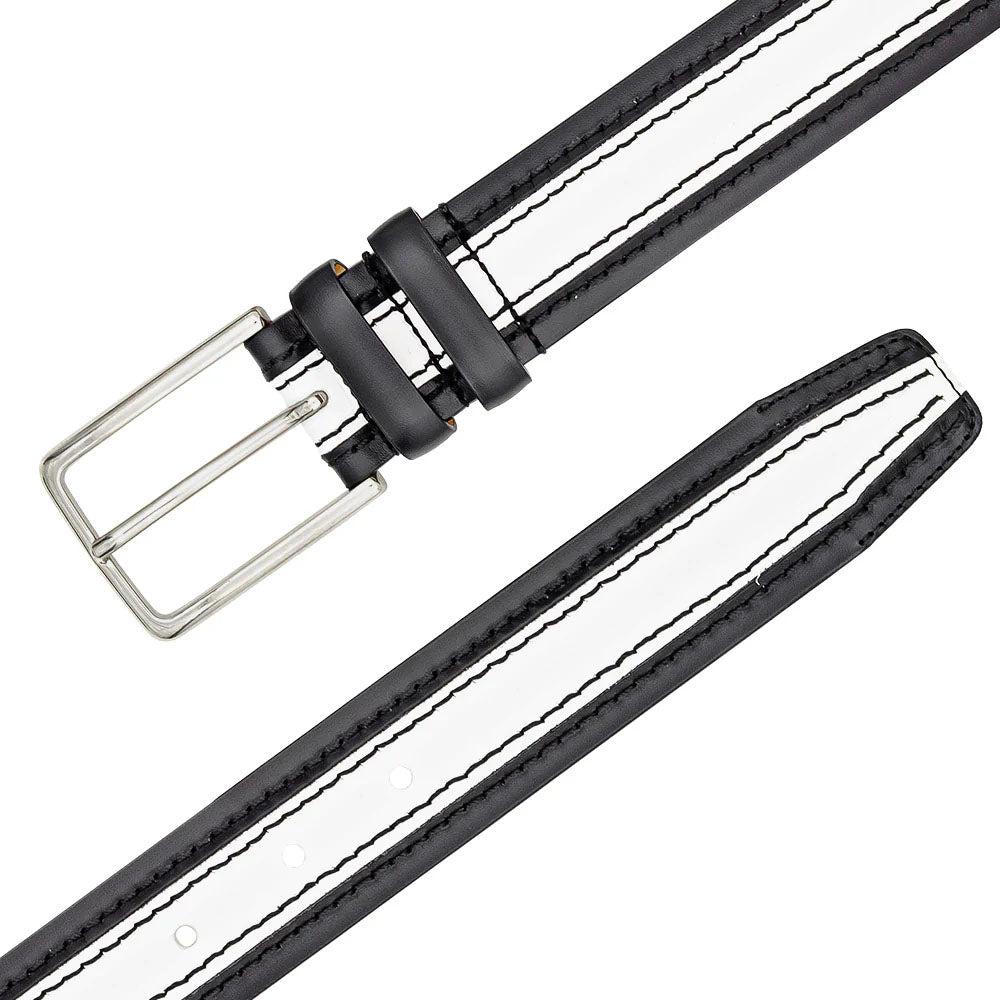 Mezlan Two-Tone Leather Belt Black / White