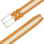 Mezlan Two-Tone Leather Belt Camel / Bone