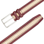 Mezlan Two-Tone Leather Belt Red / Bone