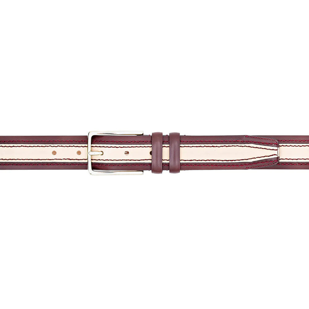 Mezlan Two-Tone Leather Belt Red / Bone