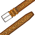Mezlan Laser Print Calfskin Belt Camel