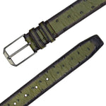 Mezlan Ostrich Skin Belt Olive