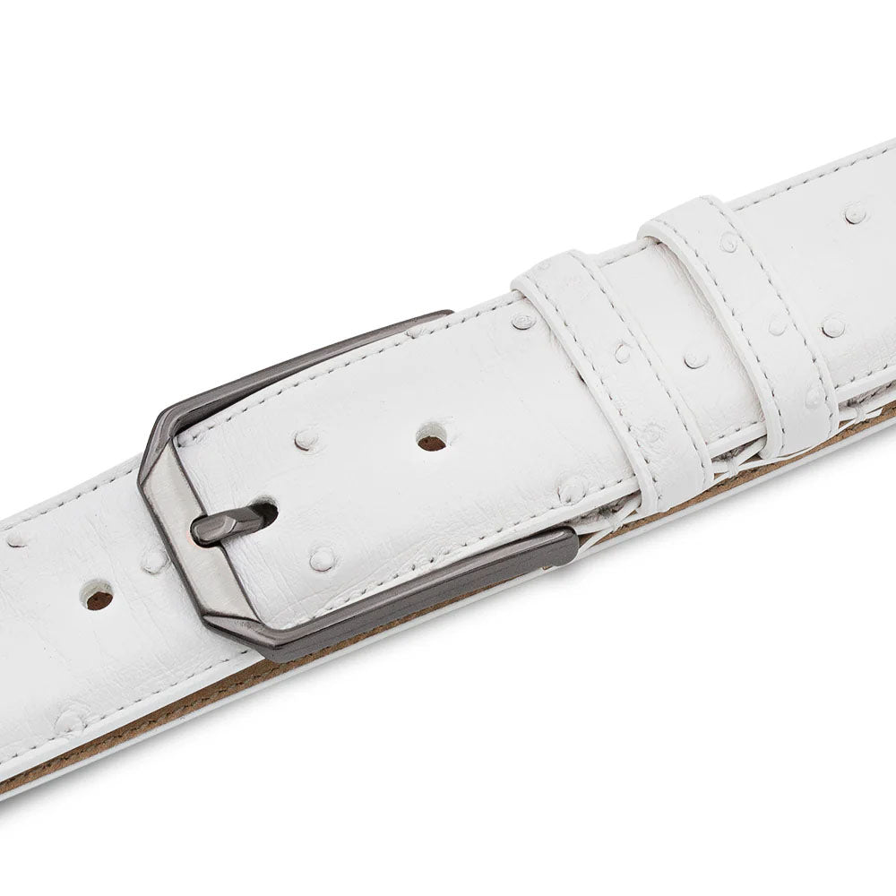 ¥AM BELT WHITE Mezlan Ostrich Skin Belt White | MensDesignerShoe.com