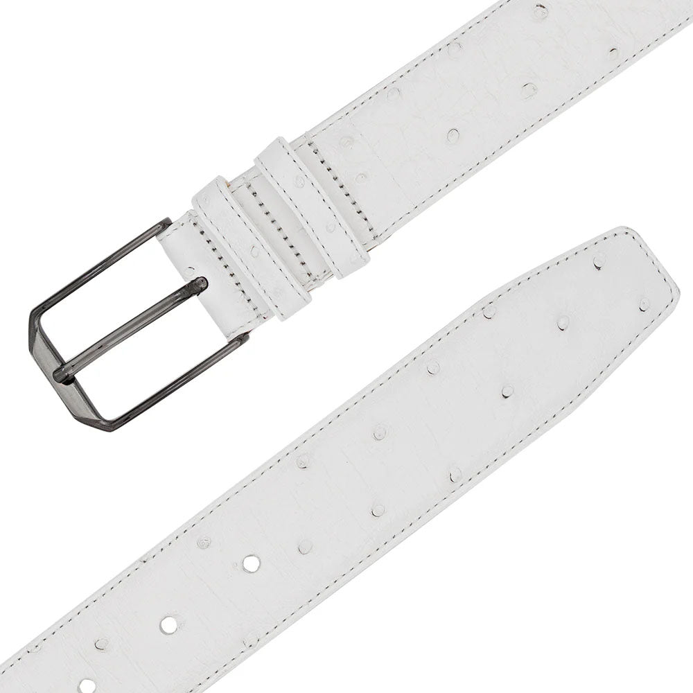 Mezlan Ostrich Skin Belt White | MensDesignerShoe.com