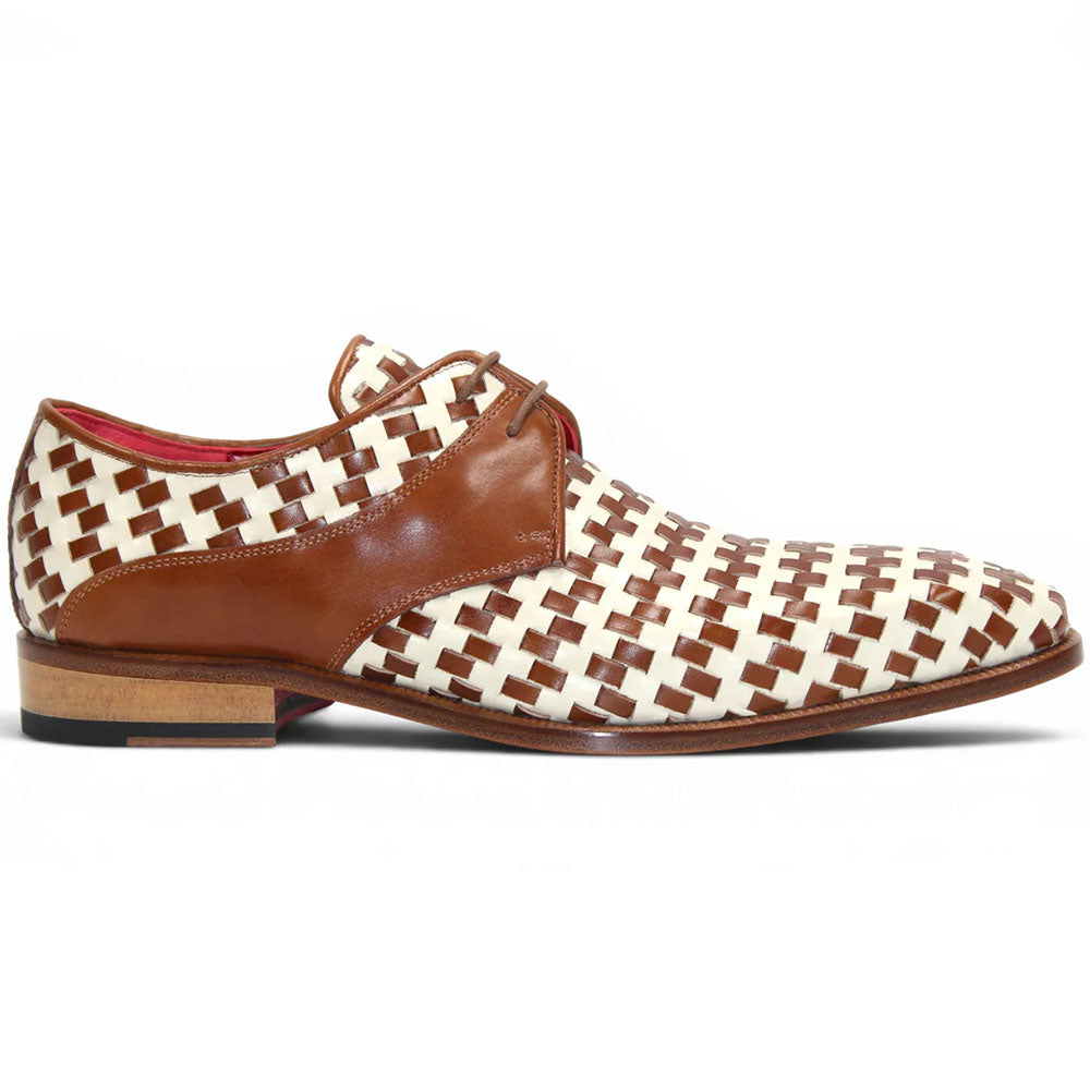 Emilio Franco Augusto Woven Leather Spectator Derby Brandy / Cream