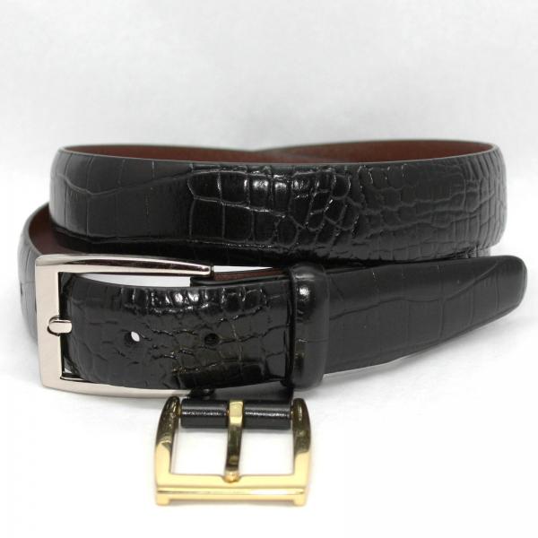 Torino Leather Alligator Embossed Calf - Black