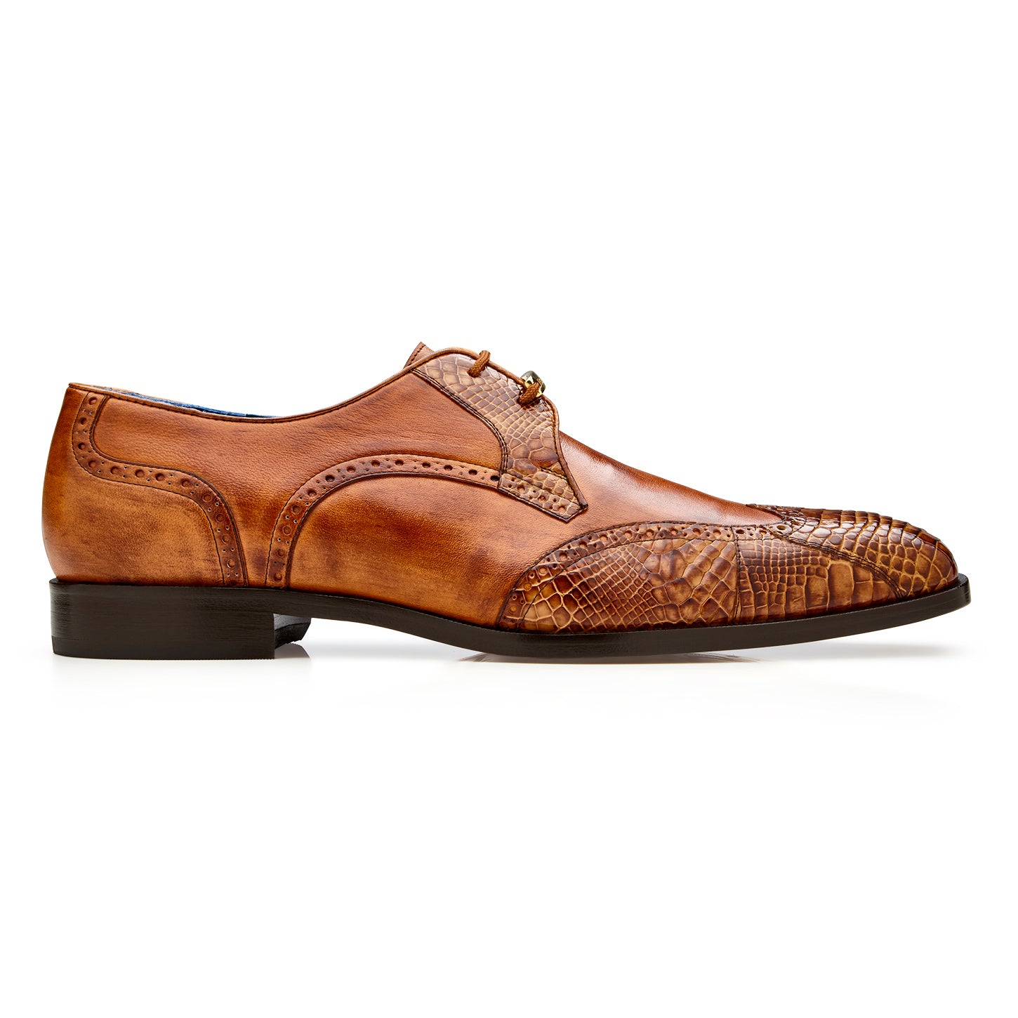 Belvedere Antonio Genuine American Alligator Derby Antique Peanut