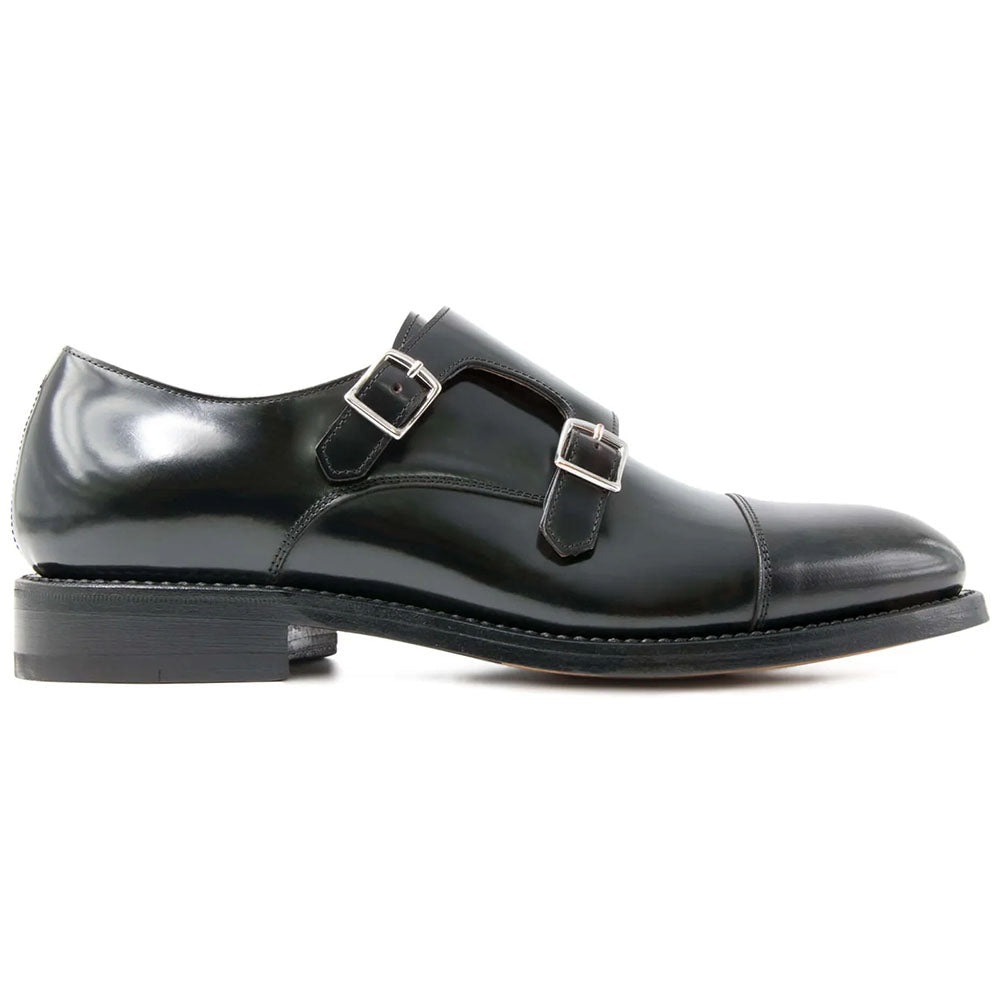 Il Gergo Aron Shiny Leather Double Monk Strap Black