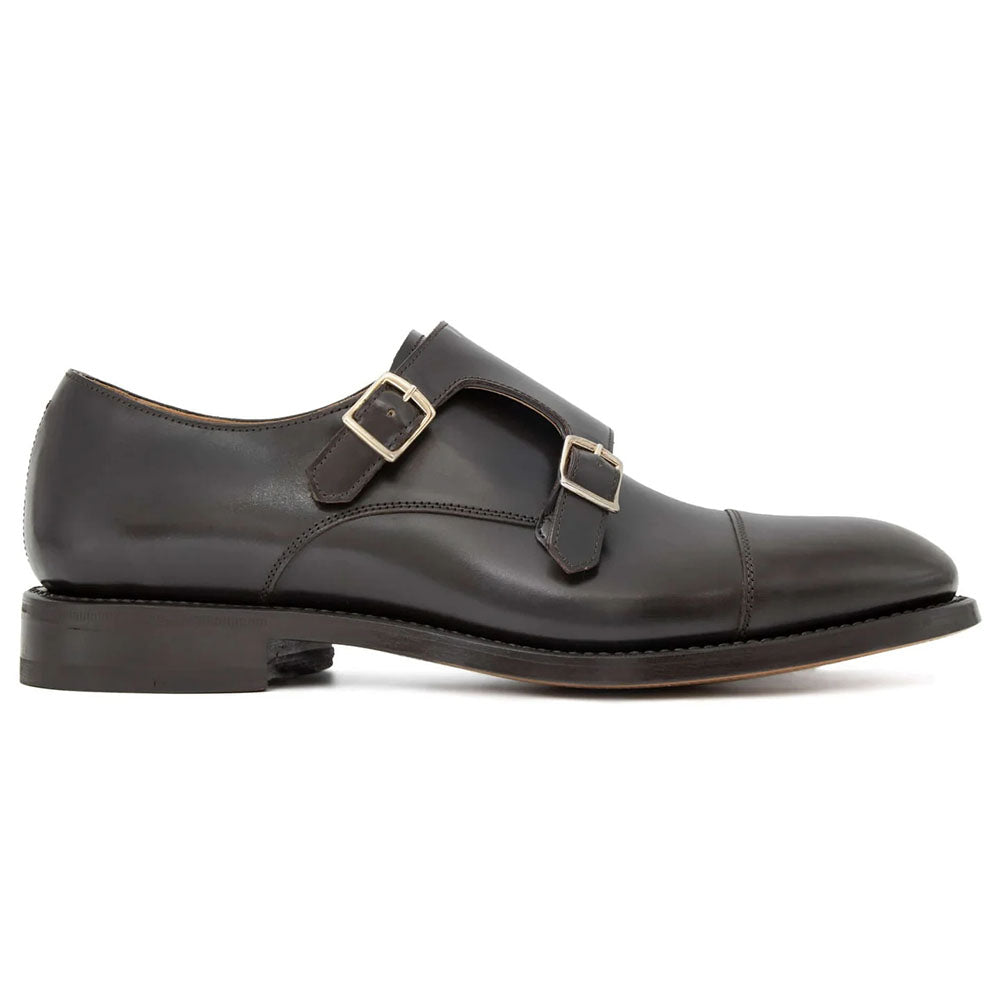 Il Gergo Aron Shiny Leather Double Monk Strap Coffee