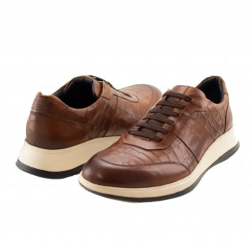 TB Phelps 32 Austin Alligator Embossed Sneakers Cognac