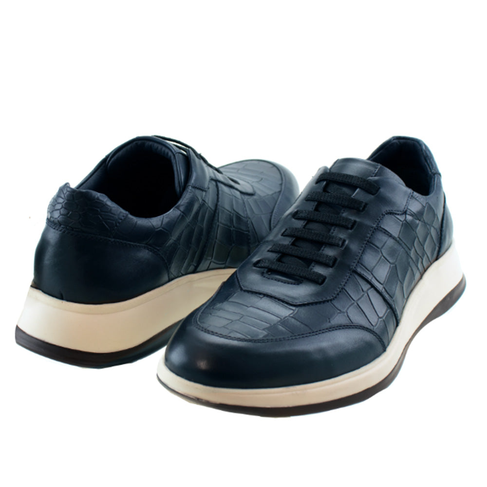 TB Phelps 32 Austin Alligator Embossed Sneakers Navy