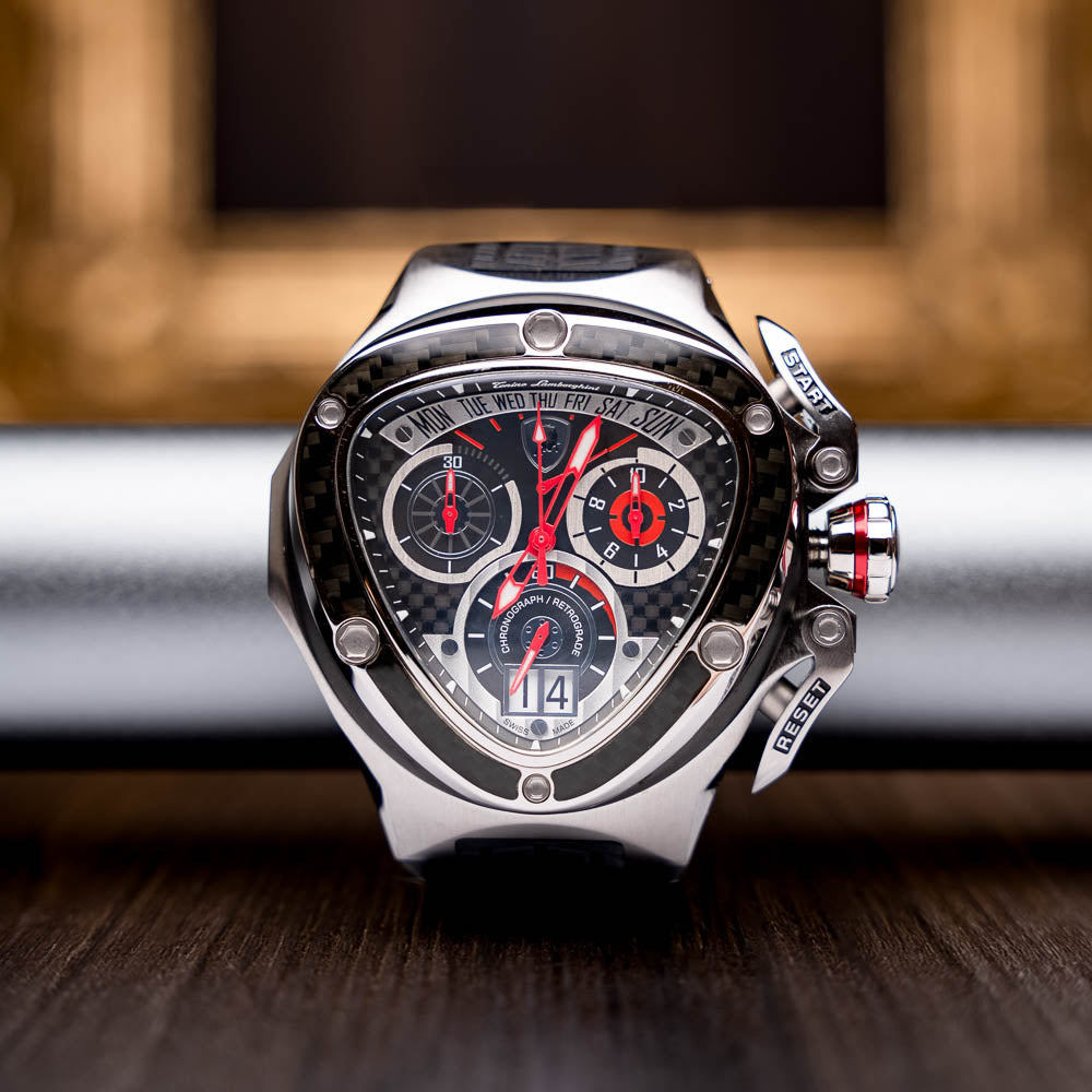 Tonino Lamborghini Spyder 3020SP Chronographic Sport Watch Black/Chrome (Limited Edition)