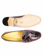 Belvedere  Bari Caimain & Ostrich Tassel Loafers Brown