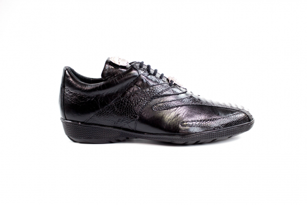 Belvedere Bene Ostrich & Calfskin Sneakers Black