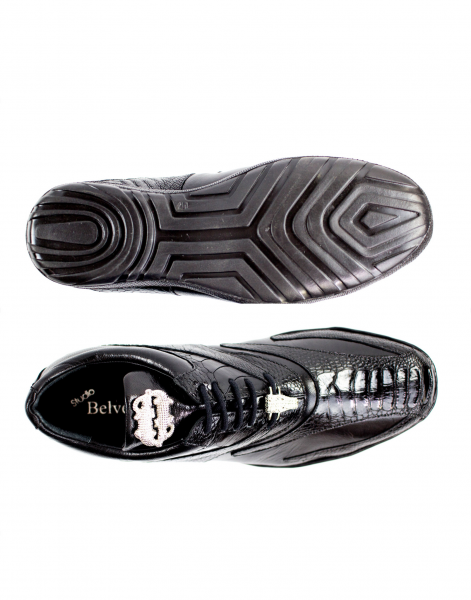 Belvedere Bene Ostrich & Calfskin Sneakers Black