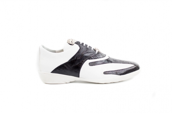 Belvedere Bene Ostrich & Calfskin Sneakers Black / White