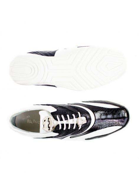 Belvedere Bene Ostrich & Calfskin Sneakers Black / White