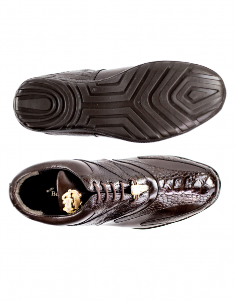 Belvedere  Bene Ostrich & Calfskin Sneakers Brown